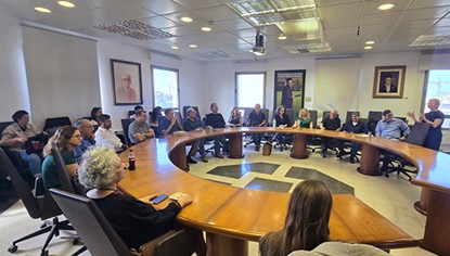 A gathering of the environmentally concerned. From the ceremony of the 'Municipal Sustainability Award' at Tel Aviv University.
